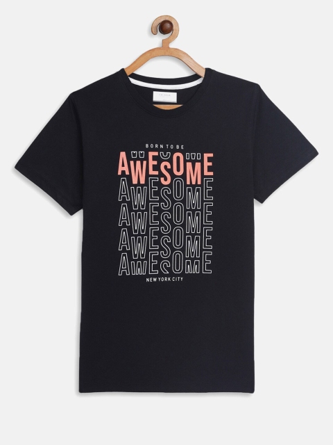 

Octave Boys Navy Blue Typography Printed T-shirt