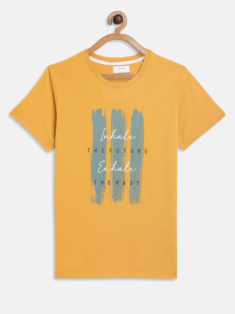 

Octave Boys Yellow Typography Printed T-shirt