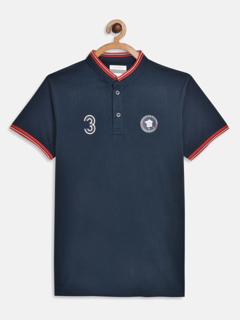 

Octave Boys Blue & Red Sports Printed Mandarin Collar Regular Fit Cotton T-shirt