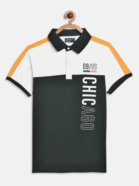 

Octave Boys Olive Green Colourblocked Polo Collar Cotton T-shirt