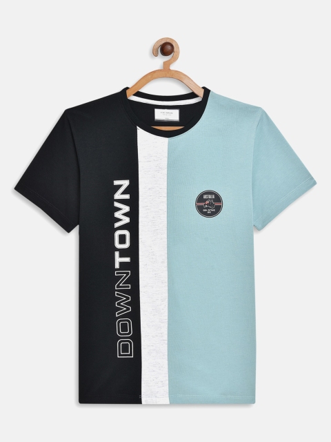 

Octave Boys Blue & Navy Blue Typography Colourblocked Applique T-shirt