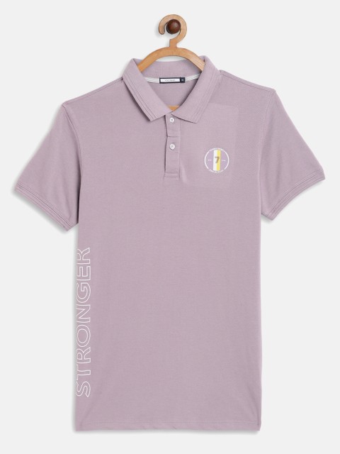 

Octave Boys Purple Solid Polo Collar Cotton T-shirt