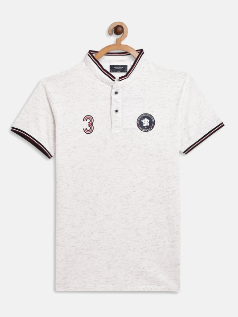 

Octave Boys Off White Henley Neck Cotton T-shirt