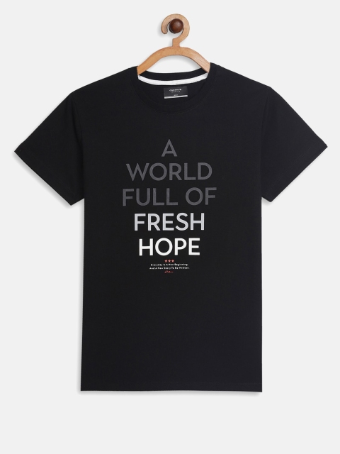 

Octave Boys Black & Grey Typography Printed T-shirt
