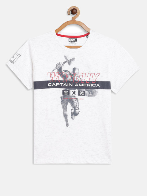 

Octave Boys White Captain America Printed T-shirt