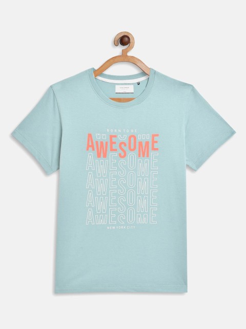 

Octave Boys Blue Typography Printed Regular Fit Cotton T-shirt