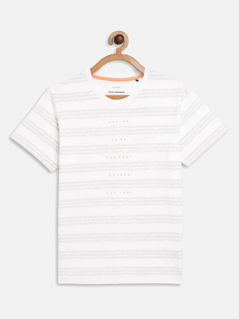 

Octave Boys White Striped T-shirt