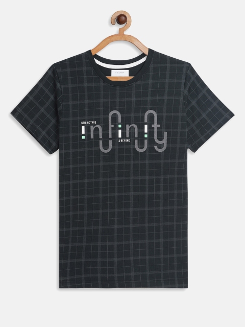 

Octave Boys Green Superman Checked Applique T-shirt