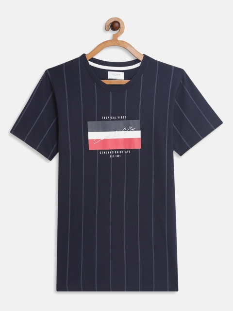 

Octave Boys Navy Blue Striped T-shirt