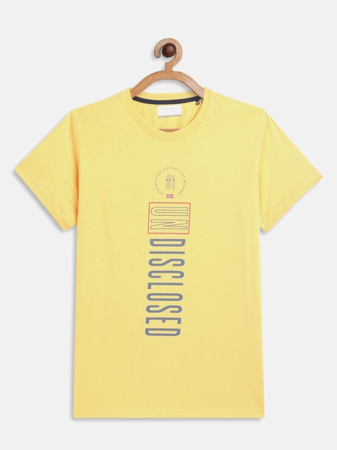 

Octave Boys Yellow Typography Printed Cotton T-shirt