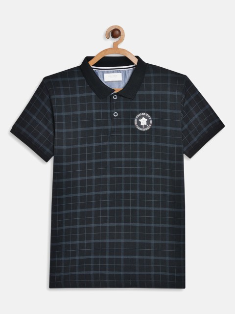 

Octave Boys Navy Blue Checked Polo Collar T-shirt
