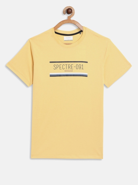 

Octave Boys Yellow Typography Printed Applique T-shirt