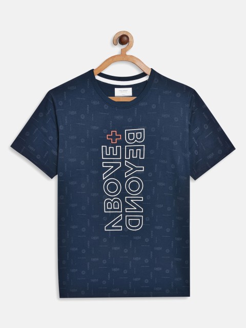 

Octave Boys Teal Blue Typography Printed Cotton T-shirt