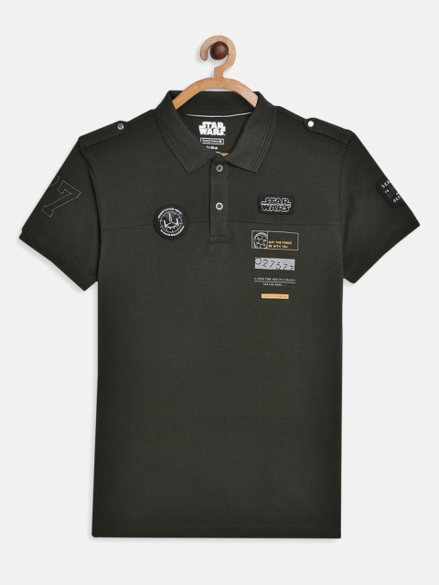 

Octave Boys Olive Green Star Wars Polo Collar Applique T-shirt
