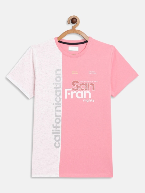 

Octave Boys Pink Typography Placement Printed T-shirt