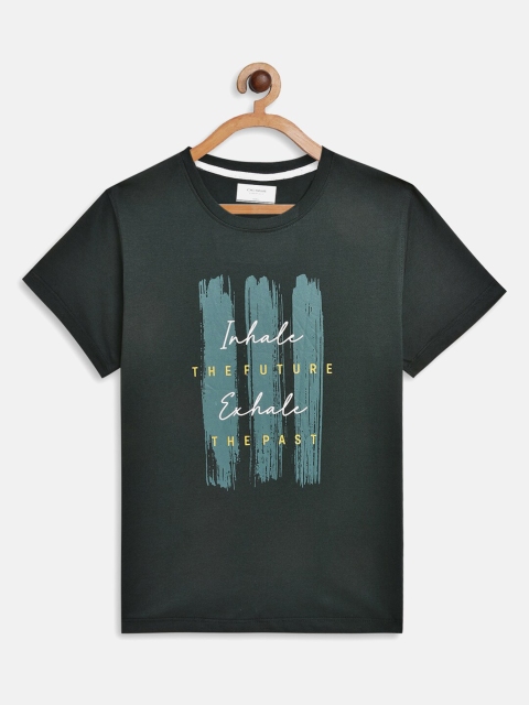 

Octave Boys Green Typography Printed Applique T-shirt