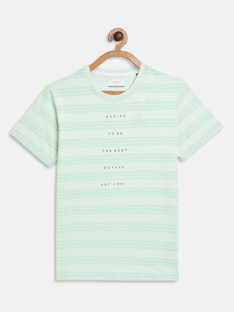 

Octave Boys Green Typography Striped T-shirt