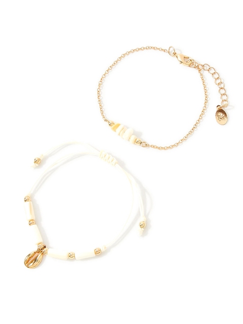 

Accessorize Women Gold-Toned & White Charm Bracelet Set Of 2