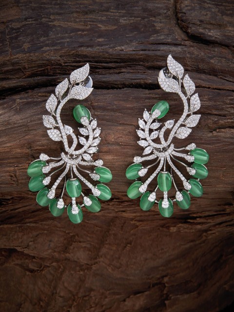 

Kushal's Fashion Jewellery Green Floral Drop Earrings