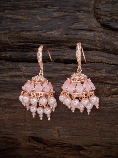 

Kushal's Fashion Jewellery Pink Dome Shaped Studs Earrings