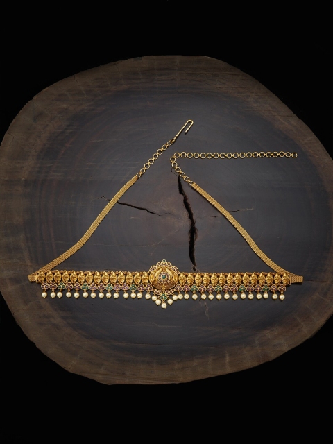 

Kushal's Fashion Jewellery Gold-Plated Red & Green Stone-Studded WaistBelt