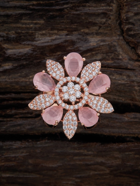 

Kushal's Fashion Jewellery Rose Gold-Plated Pink & White CZ-Studded Finger Ring