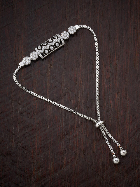 

Kushal's Fashion Jewellery Women Silver-Toned & White Rhodium-Plated Wraparound Bracelet