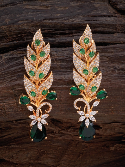 

Kushal's Fashion Jewellery Green Floral Drop Earrings