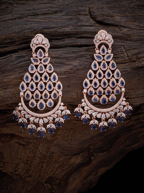 

Kushal's Fashion Jewellery Blue Crescent Shaped Chandbalis Earrings
