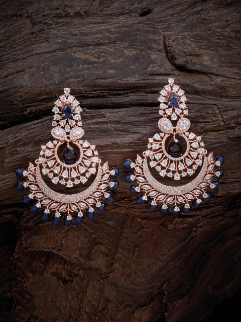 

Kushal's Fashion Jewellery Blue Crescent Shaped Drop Earrings