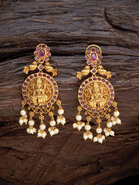 

Kushal's Fashion Jewellery Red Circular Jhumkas Earrings