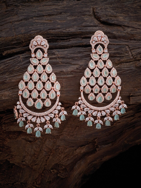 

Kushal's Fashion Jewellery Sea Green Crescent Shaped Drop Earrings