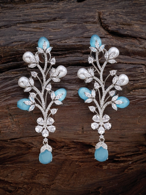 

Kushal's Fashion Jewellery Sea Green Floral Ear Cuff Earrings