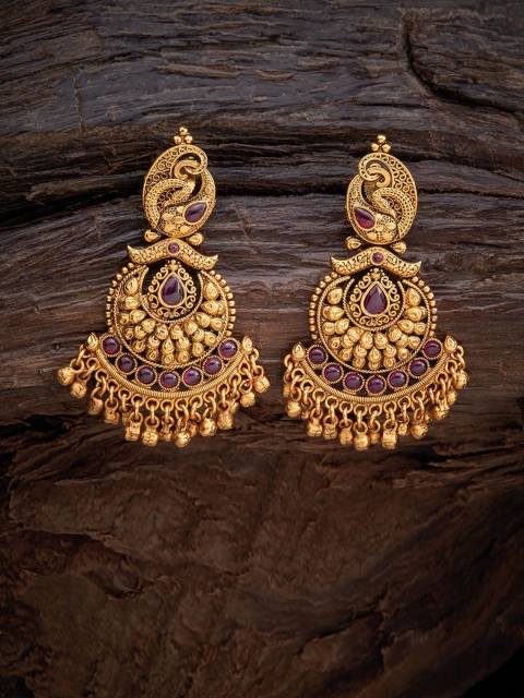 

Kushal's Fashion Jewellery Red Crescent Shaped Drop Earrings