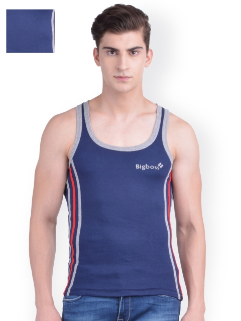 

Dollar Bigboss Men Navy Pack of 2 Innerwear Vests MDBB-14, Navy blue