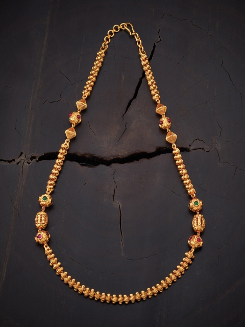 

Kushal's Fashion Jewellery Gold-Toned & Red Silver Gold-Plated Temple Chain