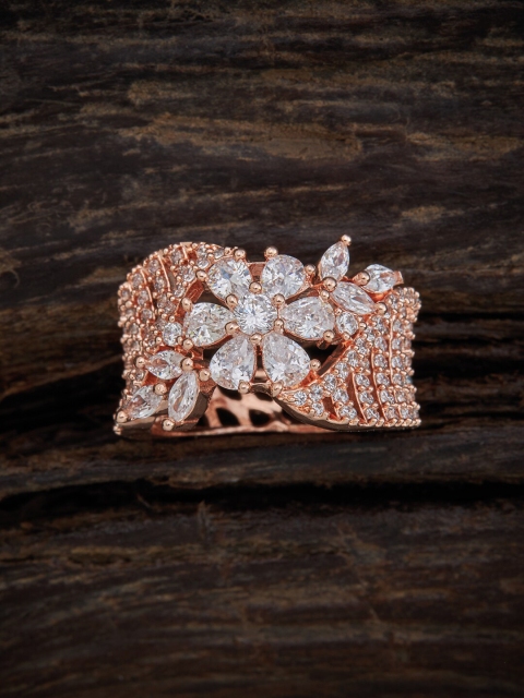 

Kushal's Fashion Jewellery Rose Gold-Plated White Cubic Zirconia Studded Finger Ring