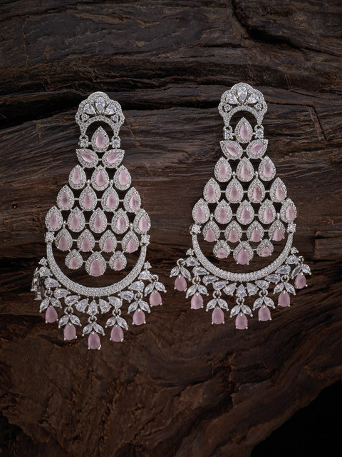 

Kushal's Fashion Jewellery Pink Crescent Shaped Chandbalis Earrings