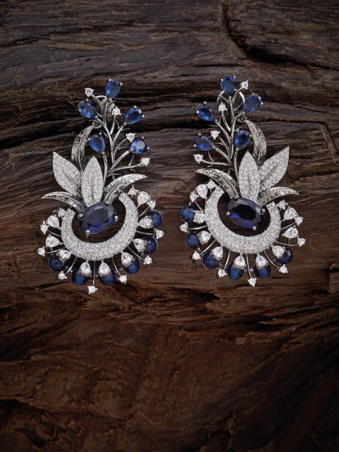 

Kushal's Fashion Jewellery Blue Floral Drop Earrings