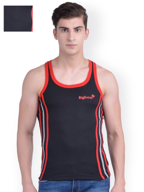 

Dollar Bigboss Men Black Pack of 2 Innerwear Vests MDBB-14