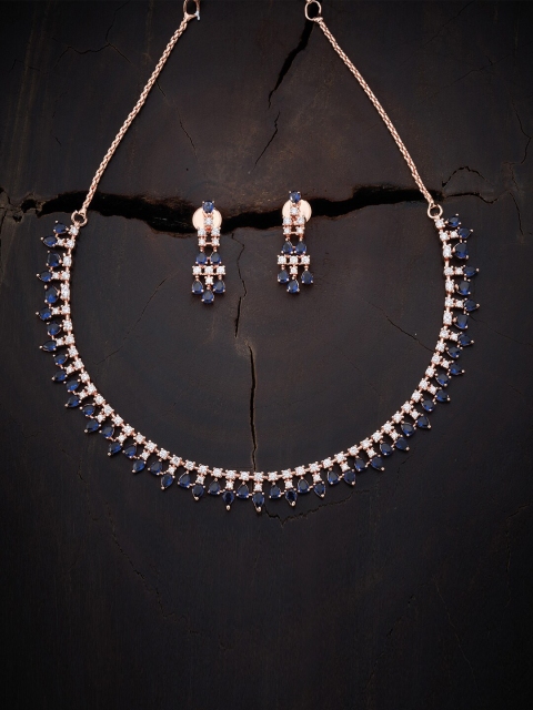 

Kushal's Fashion Jewellery Blue Rose Gold-Plated Necklace
