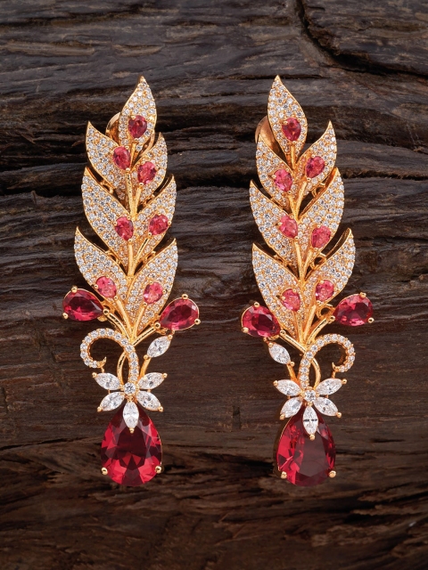 

Kushal's Fashion Jewellery Red Floral Drop Earrings