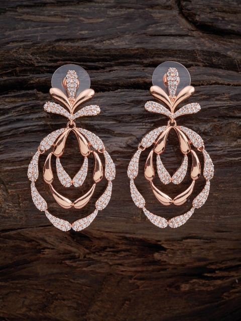 

Kushal's Fashion Jewellery White Leaf Shaped Drop Earrings