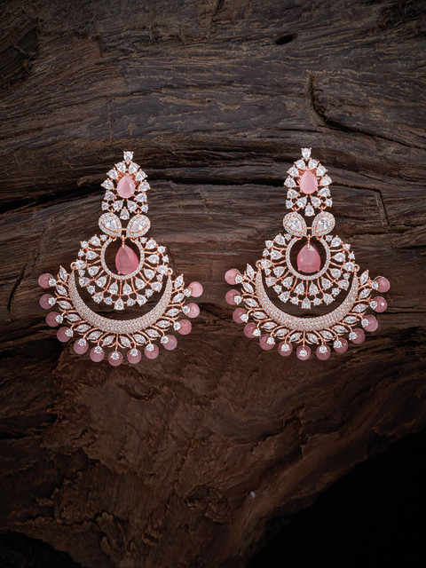 

Kushal's Fashion Jewellery Pink Crescent Shaped Jhumkas Earrings