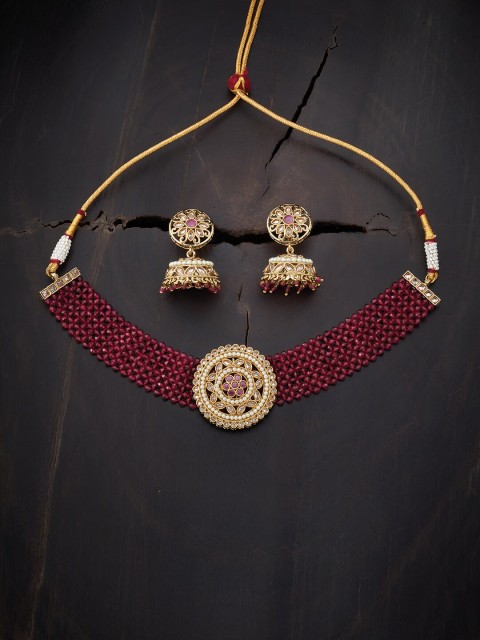 

Kushal's Fashion Jewellery Red Gold-Plated Antique Necklace