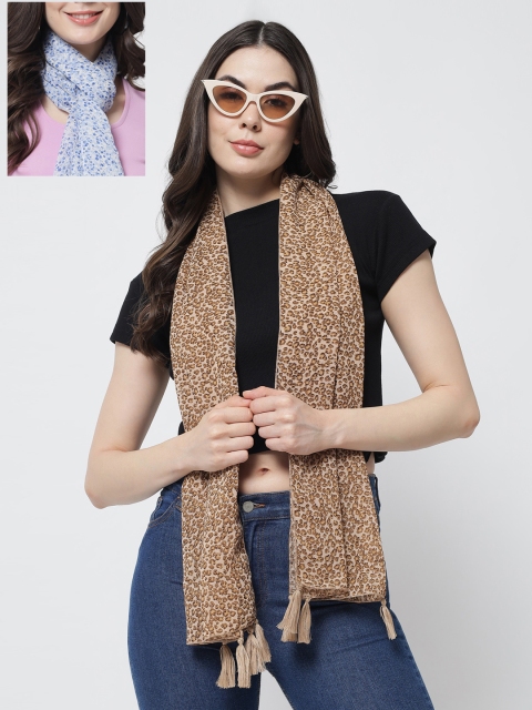 

Trend Arrest Women Pack of 2 White & Brown Printed Scarves