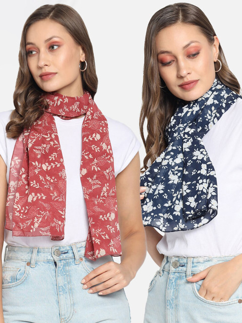 

Trend Arrest Women Navy Blue & White Printed Scarf