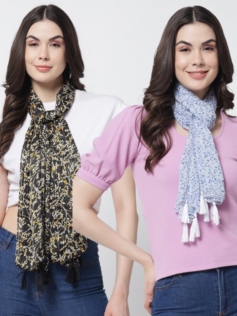 

Trend Arrest Women Black & Blue Printed Scarf