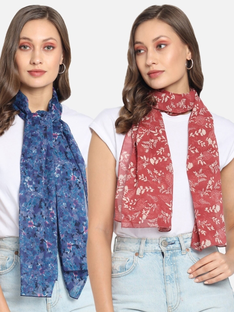 

Trend Arrest Women Rust & Blue Printed Scarf