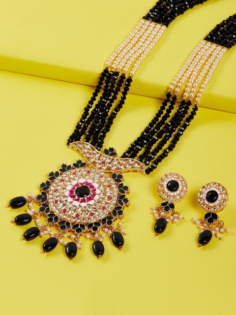

GloBox By ZeroKaata Gold Plated Black Kundan Studded Jewellery Set